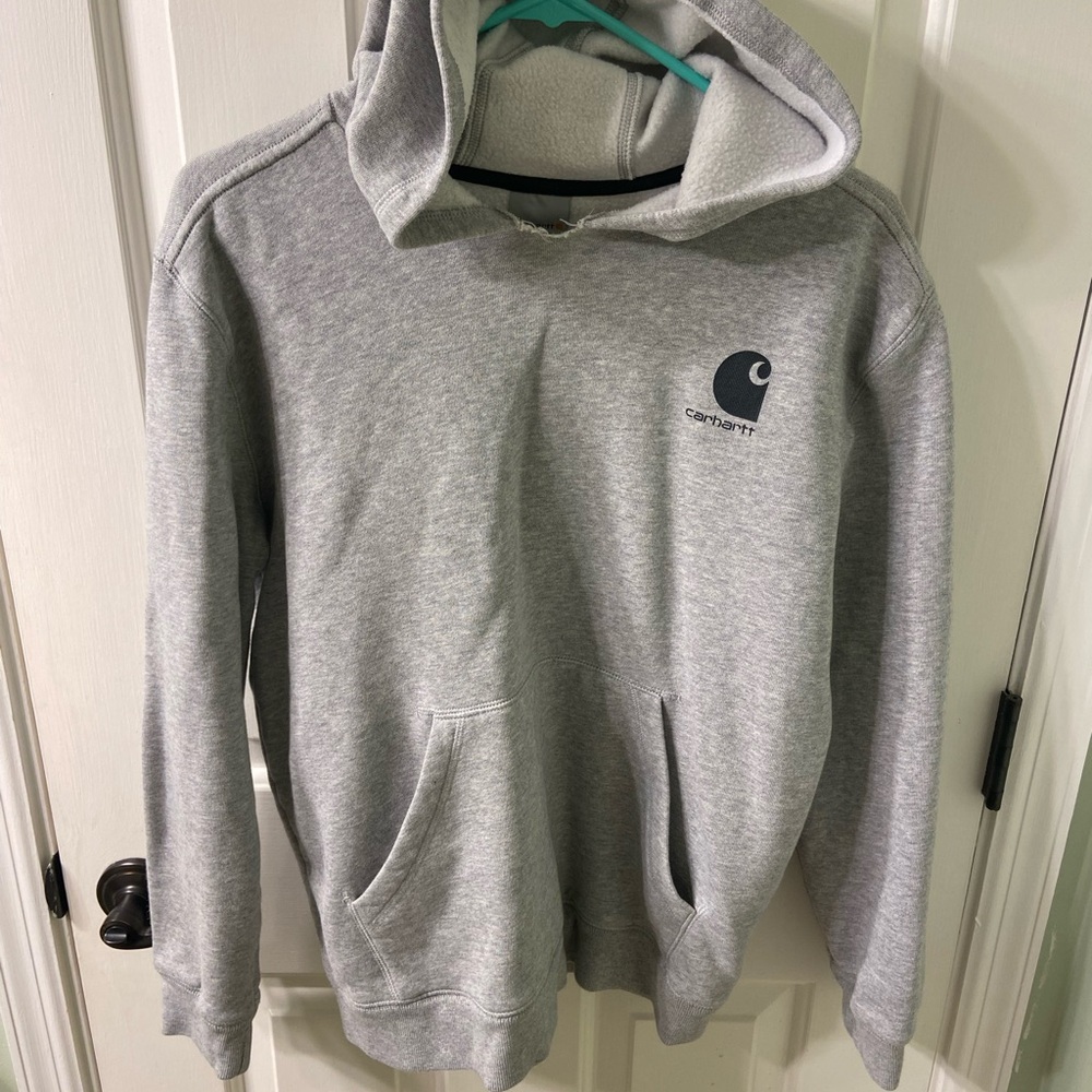 Boys XL Carhartt hoodie. Gray with black writing.